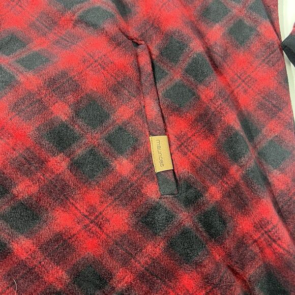 Maurices Sweater Womens XL Red Plaid Fleece Quilted Pullover Holiday Winter Farm - Picture 3 of 13